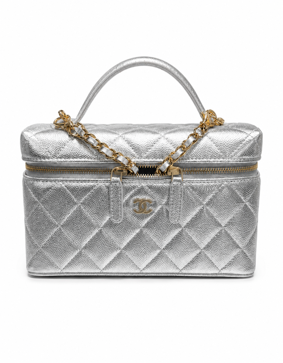 Chanel Silver Metallic Vanity Case