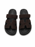 Hermès Chypre Sandals – Dark Brown Velvet | Size 37.5